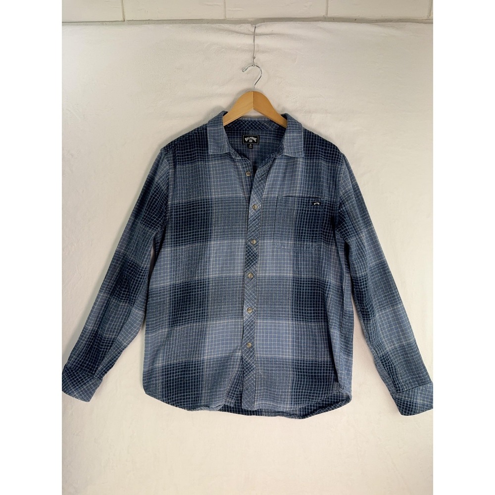 Billabong Shirt Mens Medium Blue Plaid Flannel Long Sleeve‎ Button Front Casual